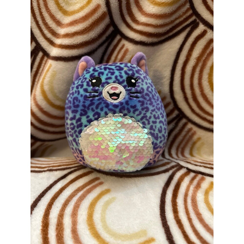 Squishmallow 5" Kat the Leopard Sequin Pink Purple Blue